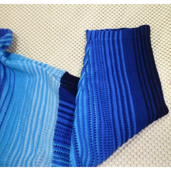 Chicos Ombre Stripe V-Neck Pullover Top Size 2 Midnight Blue Cold-Shoulder Style - Picture 10 of 12